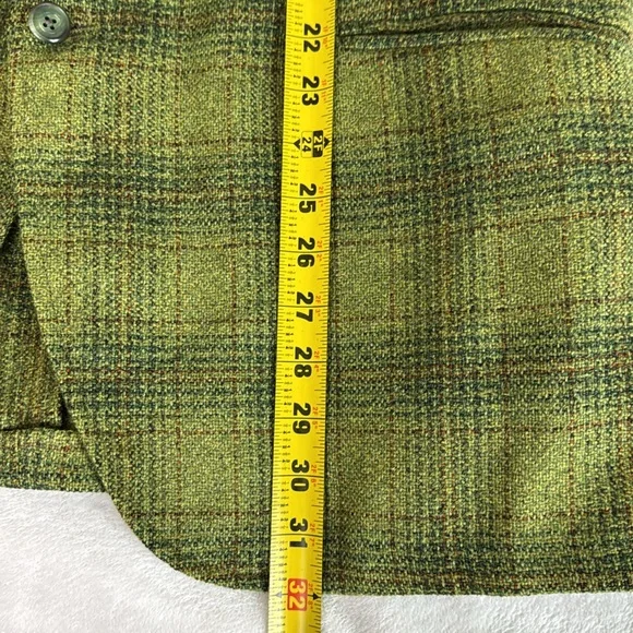 Vintage Hampton Heath Green Wool Plaid Blazer Jacket Size 44